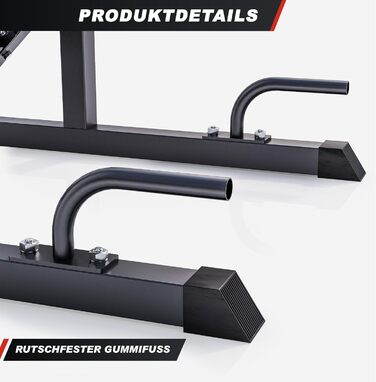 GORILLA SPORTS® Стійка для присідань з регулюванням ширини та висоти, з дип-станцією, для штанги 200-250 кг, тримач для дисків