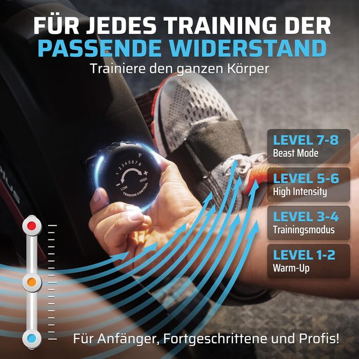 Гребний тренажер SportPlus для дому, складаний, з тихою магнітною системою гальмування, комп'ютер для тренувань, фітнес-обладнання для дому, Indoor гребний тренажер, сумісний з додатком (опціонально), комфортний