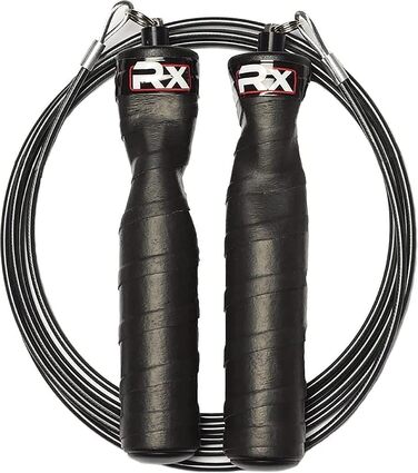 Скакалка Rx Smart Gear Black Ops для кросфіту та фітнесу, з ергономічними ручками та кабелем Trans Black Buff 3.4, обтяжена для MMA, HIIT, кардіо
