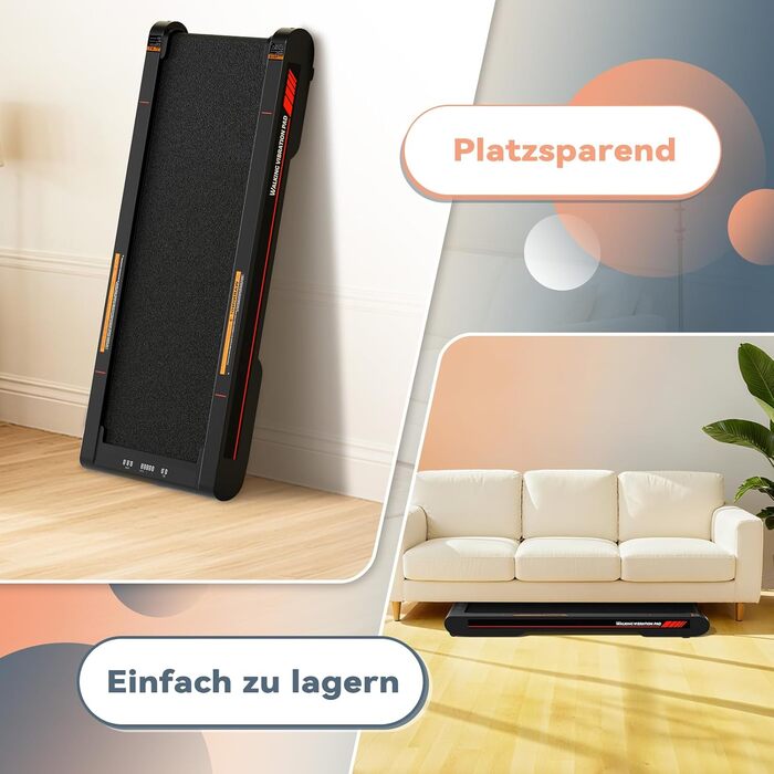 Ходувальний килимок Schwingungen з додатком, бігова доріжка для дому 6 км/год, ходувальний килимок для офісу та дому з пультом дистанційного керування (сірий)