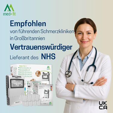 Med-Fit 3 TENS + EMS Апарат для електростимуляції м'язів та знеболення (2 канали) - медичний прилад IIa класу для лікування болю в спині, ішіасу, артрозу, шиї, плечей та нарощування м'язів