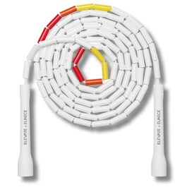 Стрибкова скакалка Elevate Beaded - професійна з регульованою довжиною до 3 м, товщина шнура 3 мм, вага 0.1 кг. (Білий/Жовтий/Помаранчевий/Червоний)