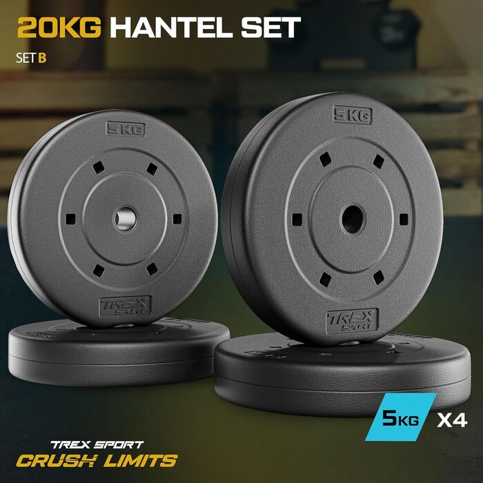 Набір млинців TREX SPORT 20 кг, пластикові, 25 мм, 4×5 кг
