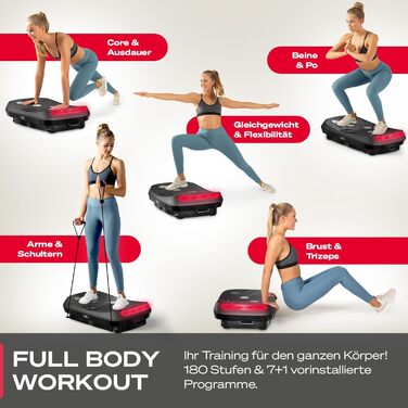 Платформа для вібрацій Sportstech 4D VP400 з LED, тренувальні стрічки та мотузки, для дому, до 120 кг, чорний