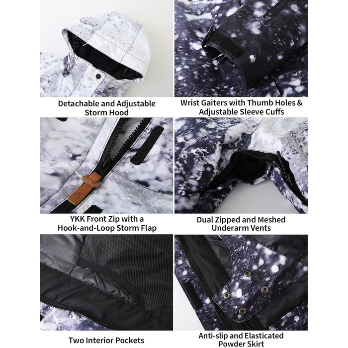 Жіночий гірськолижний костюм GSOU SNOW 2 частини: куртка та штани - водонепроникний, вітронепроникний, дихаючий, з утепленням, з капюшоном, Bergfrost + Чорний, розмір M