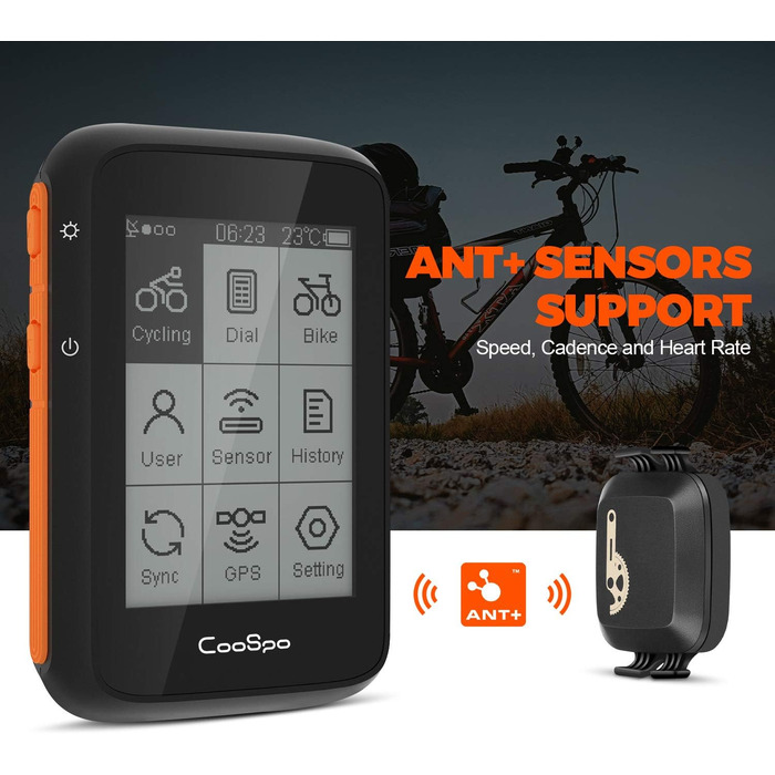 Велокомп'ютер COOSPO BC200 GPS Bluetooth 5.0 ANT+ з LCD екраном 2.4