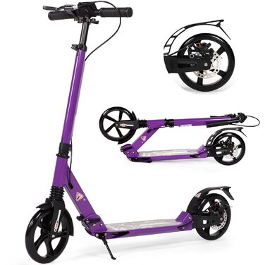 Самокат трюковий Kickscooter для дітей 8-12 років та дорослих, колеса 200мм, дискові гальма, складний, фіолетовий