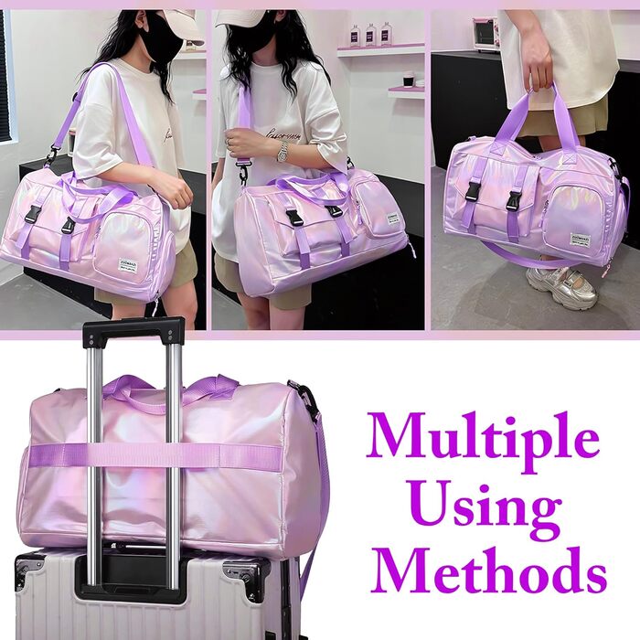 Спортивна сумка для фітнесу та подорожей для жінок і чоловіків з відділенням для взуття та вологих речей, універсальна сумка для залу та плавання + набір наклейок-літер Chenille (26 шт, сині)