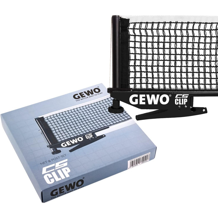 GEWO CS Clip сітка для настільного тенісу, металева, з регулюванням висоти, міцна чорна сітка 152,5 см