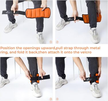 Утяжелители для ног и рук Sportneer регулируемые, 2.2 кг/пара (4.5 кг), оранжевые - для фитнеса, ходьбы, бега