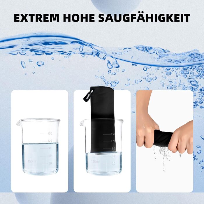 Набір рушників Damoguin 3 шт. з мікрофібри (великий 180x80 см, 2 шт. малі 80x40 см) - чорний