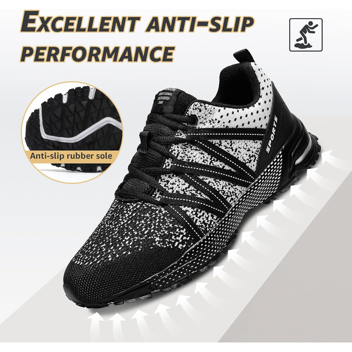 Кросівки ASHION для чоловіків: спортивні, для бігу, повсякденні, легкі, дихаючі, розмір 39 EU, білий/чорний