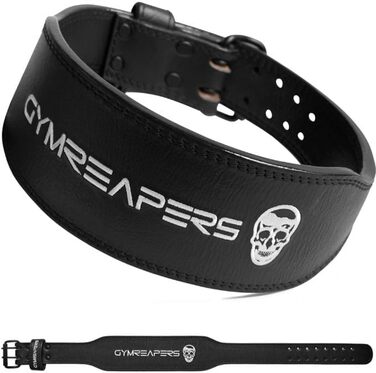 Шкіряний атлетичний пояс Gymreapers для важкоатлетики та бодібілдингу, підтримка попереку для присідань, з неопреновим підкладом, чорний, розмір XXL