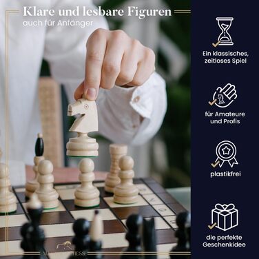 Шаховий набір Master Of Chess Staunton 50 см, дерев'яний, бук і береза, преміум-якість, велика дошка для гри, елітне шахове поле