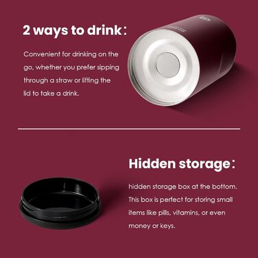 Термос пляшка BOTTLE BOTTLE 1.8 л з трубочкою, пігулковницею, ручкою та кришкою, червона, нержавіюча сталь для спорту та подорожей
