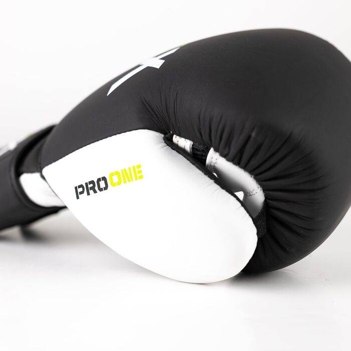 Боксерські рукавички LNX Pro-One зі шкіри, професійні для спарингу та тренувань, 14 унцій, чорні/чорно-білі, для чоловіків і жінок