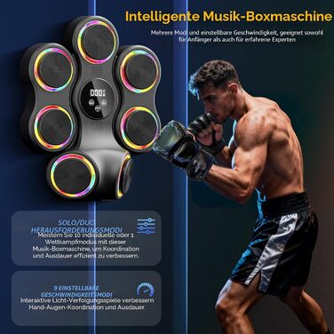 Бокс-тренажер Musik-Boxmaschine з Bluetooth: боксерські рукавички, настінне кріплення, електронна мішень для дому, офісу, спортзалу
