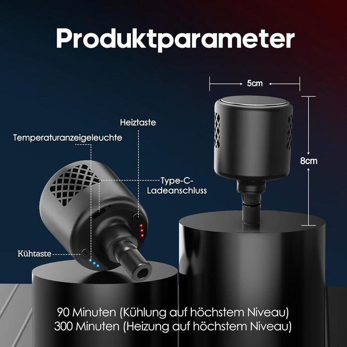 Масажер AERLANG з підігрівом та охолодженням: для зняття м'язового болю, 7 насадок, тиха робота, ідеальний подарунок для чоловіків (чорний)