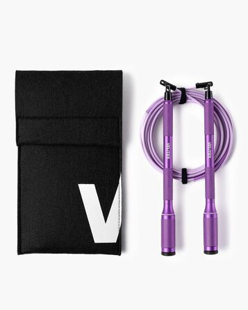 Скакалка Velites Cyclone Jump Rope: легка, преміум-дизайн, 360° система, знімний грип (фіолетова)