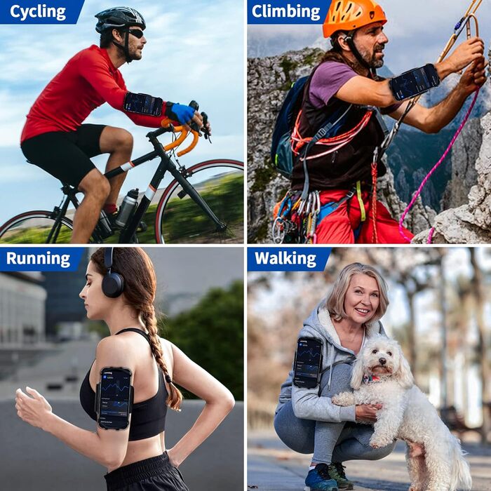 Спортивна наплічна сумка для телефону, універсальна, 360° обертання, з кріпленням на руку, для iPhone 15/14/13/12, 10.2-16.5 см