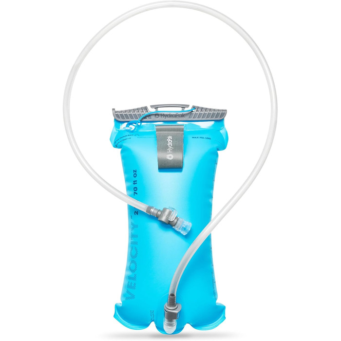 Питна система HydraPak Velocity 2 л — тонкий резервуар для гідратації, самогерметичний клапан, захист від протікань, зворотна, можна мити в посудомийці, синій Malibu Blue