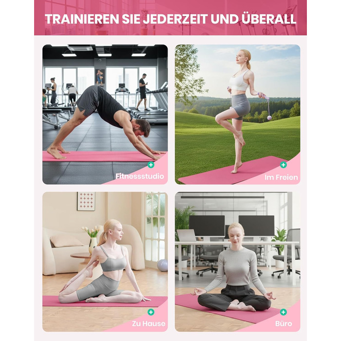 Килимок для йоги та пілатеса Narwhal з екологічного TPE, протиковзкий фітнес-мат для тренувань зі стрічкою для перенесення (Слива, 183 x 61 x 0.6 см)