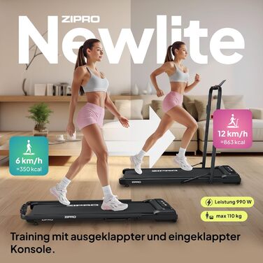 Біговий доріжка ZIPRO Newlite Klappbar: складаний, 1-10 км/год, до 110 кг, LED-дисплей