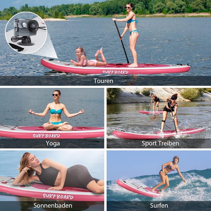 Надувна SUP-дошка YU YUSING 320/335x76x16,5 см з регульованим веслом, насосом, рюкзаком, страховочним шнуром, водонепроникною сумкою, для плавання стоячи, до 150 кг