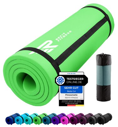 Килимок для йоги та фітнесу Gymnastikmatte Profi 190x60 см, 10 мм, Lime - антиковзкий, NBR, з ременем та сумкою