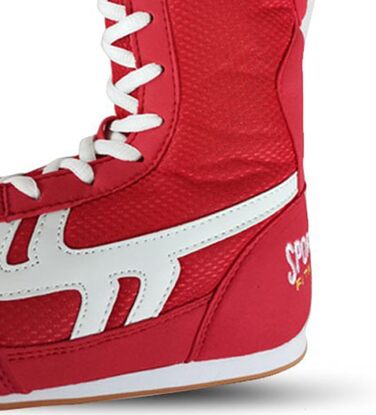 Боксерські та борцівські кросівки для чоловіків та жінок. Дихаючі кросівки для занять боксом та боротьбою, висока шнуровка, червоні, 42 EU