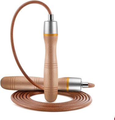 Стрибкове канат зі шкіри з дерев'яною ручкою, 2.4 м, аксесуар для фітнесу