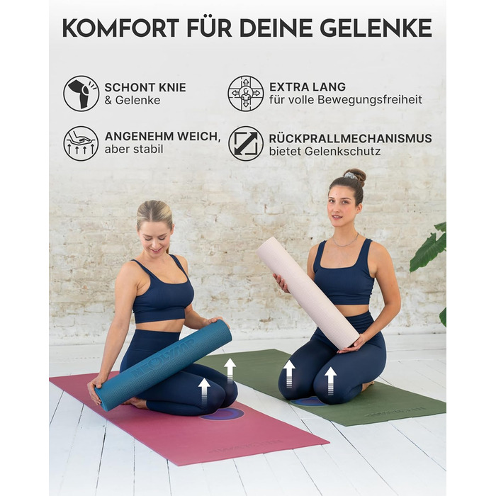 Йога мат NEOLYMP: неслизька, для захисту суглобів – килимок для фітнесу та йоги 183x61 см з PVC, фіолетовий колір. З подарунком: E-book та відеоуроки