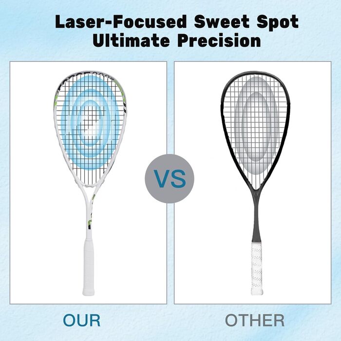 Сквош ракетка BatZoom для початківців – легка та довговічна тренувальна ракетка для дорослих та підлітків, попередньо натягнута з комфортною ручкою та демпфером - у комплекті сумка білого кольору