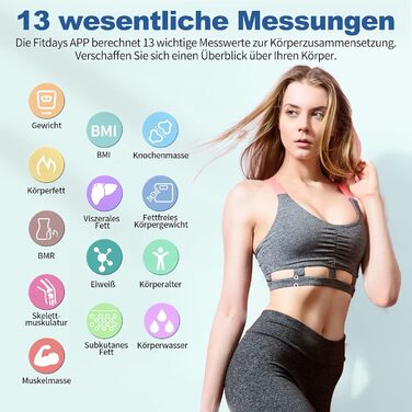 Вага тіла Lepulse F5 з аналізом складу тіла, цифрова вага, смарт-вага для iOS/Android