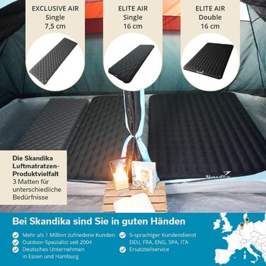 Skandika Isomatte Elite/Exclusive Air: Надувний килимок для кемпінгу та туризму, подвійний, 16 см, антрацит