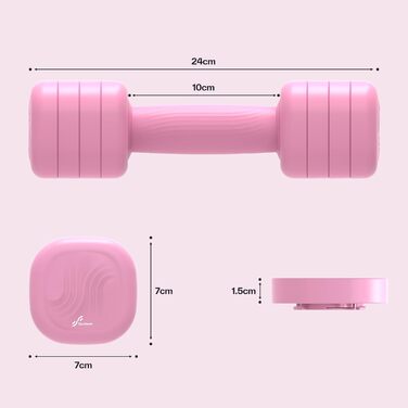 Набір гантелей Sportneer регульовані для жінок – 2 шт. (вага 1–2,5 кг) з неслизьким TPU-покриттям, 4-в-1 для домашніх тренувань, фітнес-обладнання, силові тренування (Wildrose)