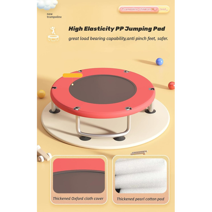 Трамплін для малюків 1,5 м з сіткою безпеки, баскетбольним кільцем, м'ячем, червоний