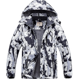 Чоловіча водонепроникна куртка CREATMO для катання на лижах та сноуборді, тепла зимова куртка-дощовик, XL, чорна з принтом