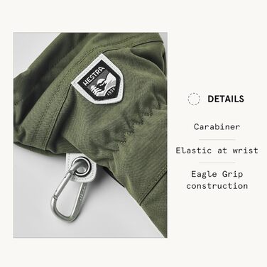 Чоловічі лижні рукавички Hestra Army Leather Heli Ski оливкові, натуральна шкіра, п’яти пальців, розмір 9