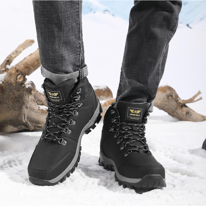 ARRIGO BELLO Зимові черевики для чоловіків: зимові чоботи, чоботи від снігу, утеплені, робочі черевики, для роботи та походів, розмір 41-46, G1, чорний, 43 EU