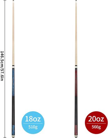 Більярдний кий LOTKEY 58'' з крейдою (2 шт.) - міцний кий з натурального дерева для професійних гравців