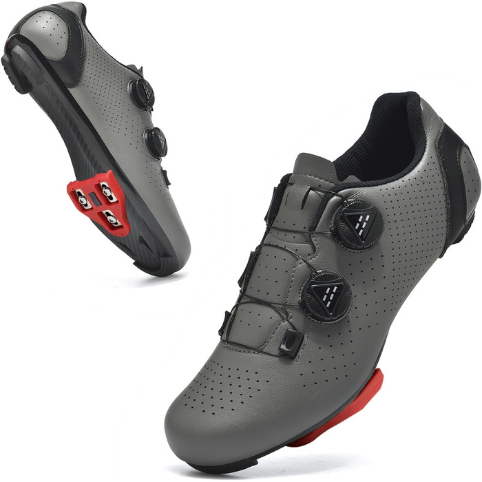 Велосипедні шкарпетки для чоловіків та жінок, шосейні велотуфлі, сумісні з SPD, SPD-SL, Look Delta/Keo | Універсальні велотуфлі для Peloton, шосе та велотренажери | Легкі та дихаючі, 40 EU, сірі