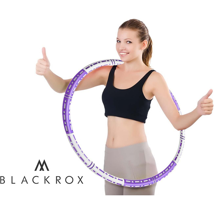 Обруч для фітнесу BLACKROX HOOPAROX: регульована вага 1,2-4 кг, фітнес, масаж, схуднення, для дорослих, фіолетовий та білий