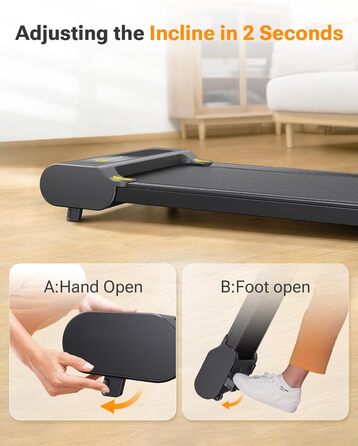 Бігова доріжка UREVO з нахилом, Walking Pad 1-6 км/год, для дому та офісу, з пультом ДУ та LED-дисплеєм, велика бігова зона
