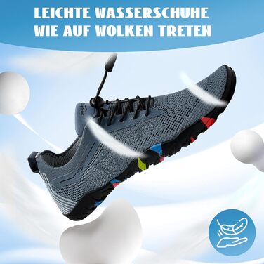 Водні шкарпетки WateLves для плавання, серфінгу та водних видів спорту. Швидка сушка, дихаючі, для жінок та чоловіків, розмір 36-48 EU, сірі та сині кольори.