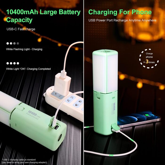 Ліхтар кемпінговий Klarus, 10000 mAh, 750 Lumen, 8 режимів, IPX5, зелений