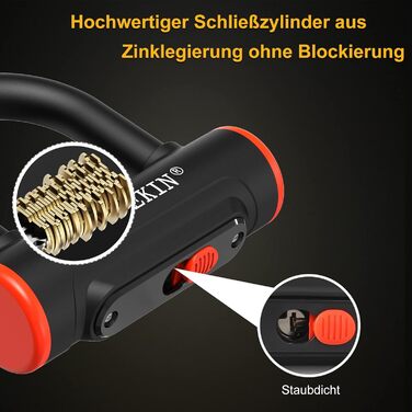 Замок для велосипеда U-подібний з кріпленням, 16 мм, 3 ключі, висока безпека, для мотоцикла, електровелосипеда, гірського велосипеда, скутера. Внутрішні розміри 24,3 x 8,9 см