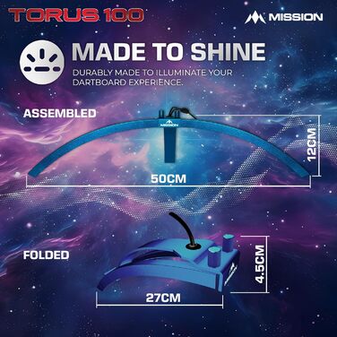 LED освітлення для дартс Mission Darts TOR100 Torus 100, портативна складна система підсвітки для дартсу, для подорожей