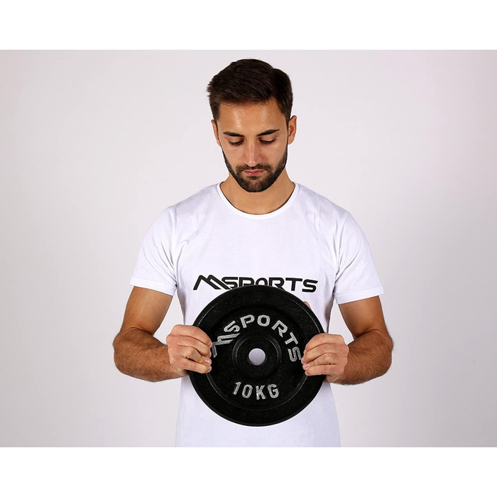 MSPORTS Пара гантельних дисків 10 кг, чавун, професійні, чорні
