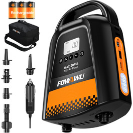 Насос FOWAWU 20PSI для SUP, човнів та каяків: електричний, 12V DC, 2-ступеневий, з автовимкненням